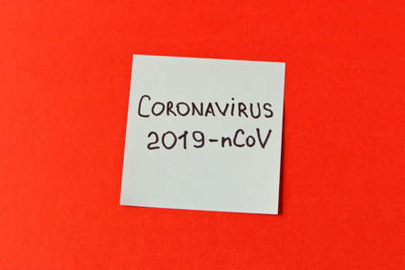 Coronavirus. Sticker with the inscription coronavirus on a red background. The concept of protection...