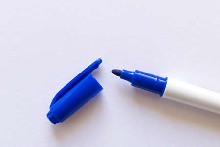 Red marker on a light background. Selective focusの写真素材