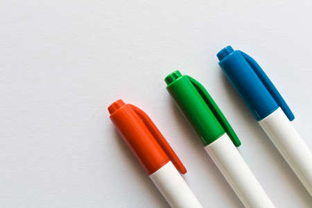 Several colored markers on a light background. Selective focusの写真素材