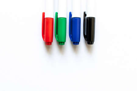 Several colored markers on a light background. Selective focusの写真素材