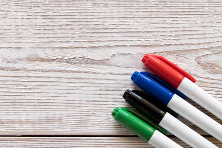 Several colored markers on a light background. Selective focusの写真素材