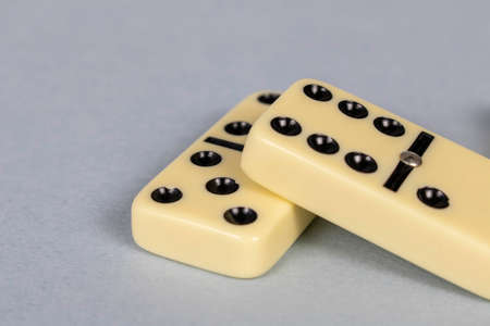 A game of dominoes on a light background. Close-up. Selective focusの写真素材