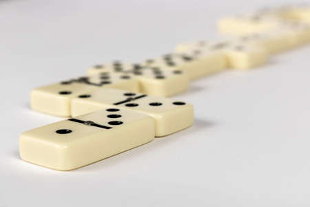 A game of dominoes on a light background. Close-up. Selective focusの写真素材