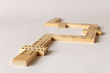 A game of dominoes on a light background. Close-up. Selective focusの写真素材