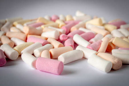 Colorful marshmallows on a light background. Close-up. Selective focusの写真素材