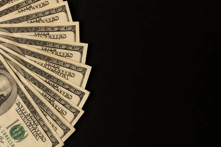 Abstract background of hundred-dollar bills. Selective focusの写真素材