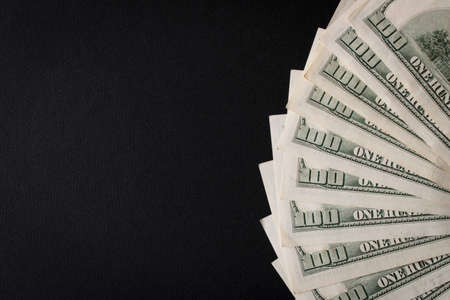 Abstract background of hundred-dollar bills. Selective focusの写真素材