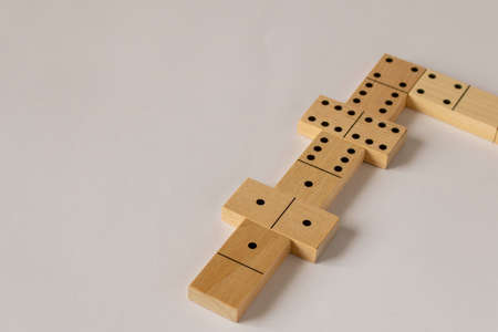 A game of dominoes on a light background. Close-up. Selective focusの写真素材