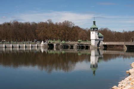 Dam on the lake in Augsburgの写真素材