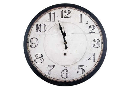 vintage round wall clock over white background