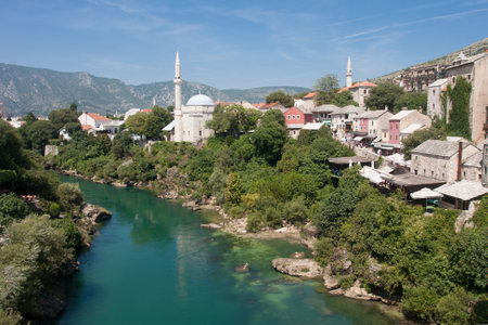 Mostar, Bosnia and Herzegovina, view from bridgeのeditorial素材