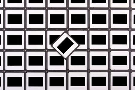 A lot of old slides arranged in rowsの写真素材