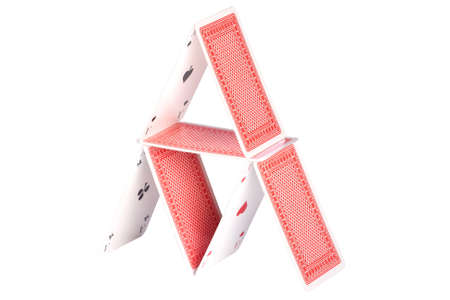 House of cards over white background
