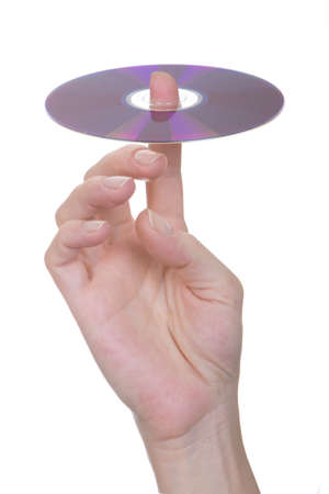 female Hand with dvd isolated on white backgroundの写真素材