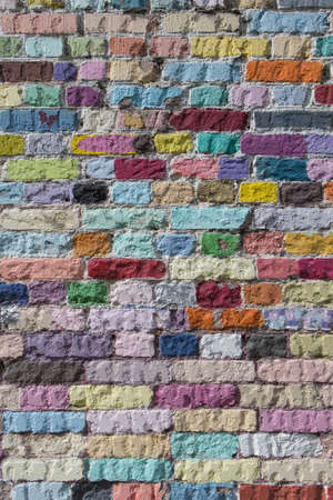 Background of painted color brick wall textureの写真素材