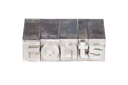 lead type letters form the word fontsの写真素材