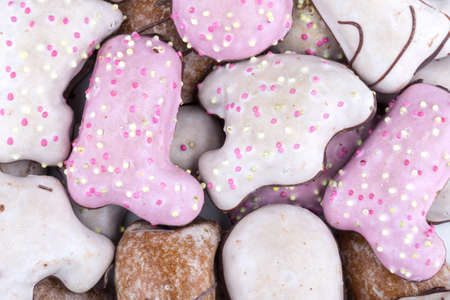 background from a lot of Christmas gingerbreadsの写真素材