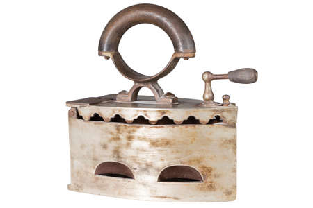 Old iron on the white backgroundの写真素材