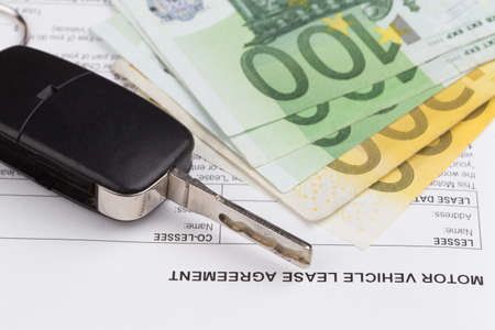 Lease motor vehicle Document Agreement with car keyの写真素材