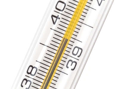 quicksilver Thermometer on a white background close-up