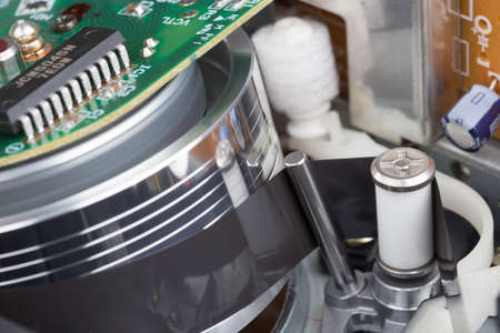 head of video cassette recorder close-up