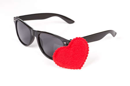 sunglasses wayfarer with heart symbol over white