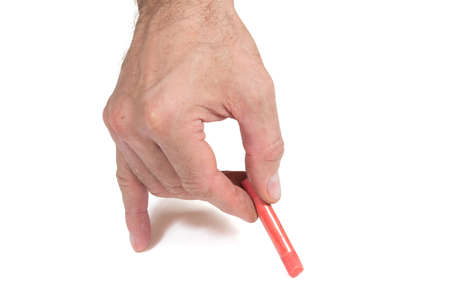 male hand draws with professional colored chalk