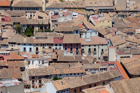 View from the mountain over Xativa town の写真素材