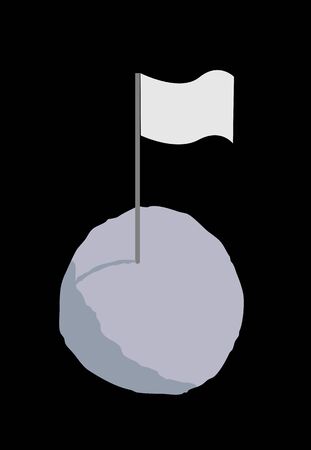 flag on the moon marks the landing placeのイラスト素材