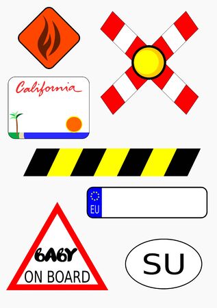 traffic signs US and Europe numbersのイラスト素材