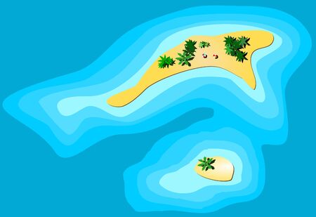 tropical island in the middle of the oceanのイラスト素材