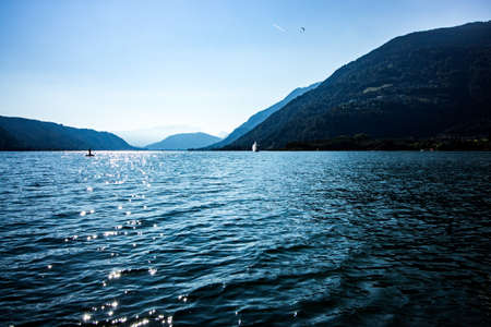 Lake with mountainsの写真素材