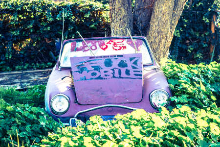 Abandoned Classic Sports Carの写真素材