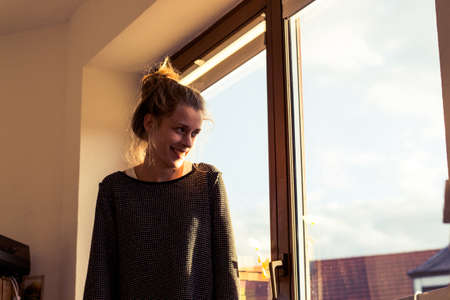 happy young woman laughingの写真素材