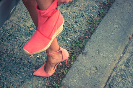 getting dressed on the sidewalk