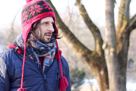 Young man in winter