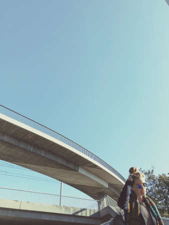 girl in a city in germanyの写真素材