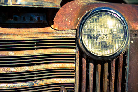 rusty old timer car headlightの写真素材