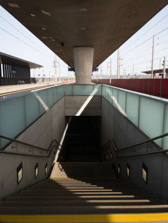 modern architecture railroad station stairsのeditorial素材