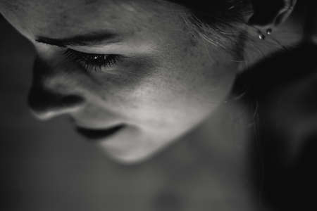 beautiful natural sensual woman with long eyelashes