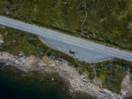 road shot on a impressive road trip throw Norwayの写真素材