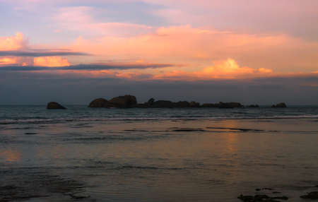 Sunset on the Indian ocean Sri Lanka Hikkaduwaの写真素材