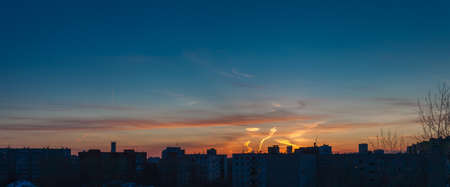 Sunset over city