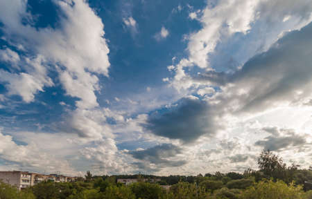 The clouds in the sky above the cityの写真素材