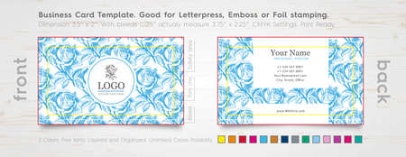 Designer Business Card Design Template. Engraved Rose. / Specially for Foil Stamping, Letterpress or Emboss. The color of the business card.のイラスト素材