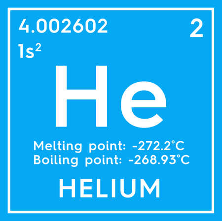Helium. Noble gases. Chemical Element of Mendeleev's Periodic Table. Helium in square cube creative concept.の写真素材