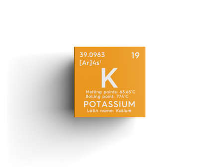 Potassium. Kalium. Alkali metals. Chemical Element of Mendeleev's Periodic Table.の写真素材