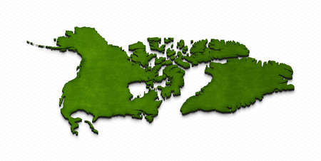 Illustration of a green ground map of North America on grid background. Left 3D isometric projection.の写真素材