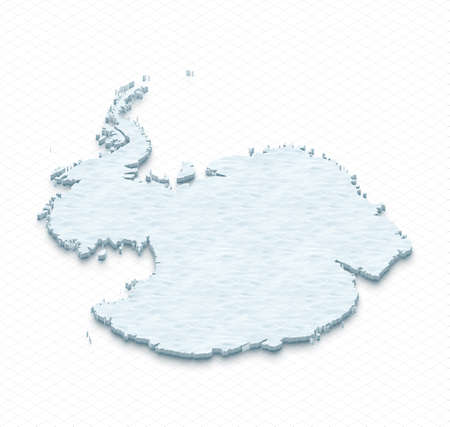 Illustration of a snow ground map of Antarctica on grid background. Left 3D isometric perspective projection.の写真素材