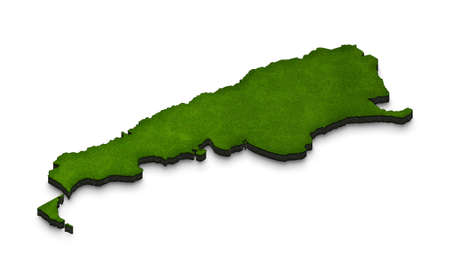 Illustration of a green ground map of Argentina on white isolated background. Left 3D isometric perspective projection.の写真素材
